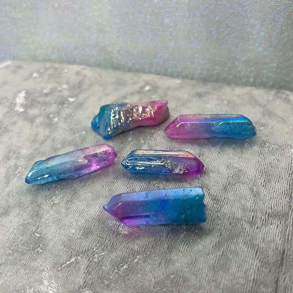 Aura quartz halo angel cotton candy crystal pink blue ombrΓ© electroplated π - Picture 12 of 16